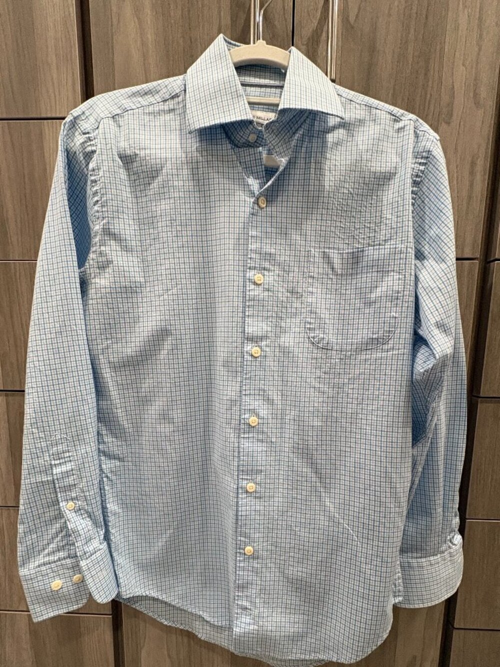 Peter Millar Blue Check Button Down Shirt Long Sleeve | Men’s Small